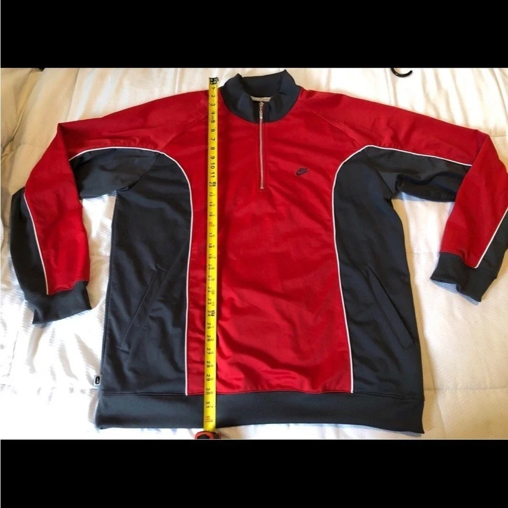 Vintage Y2K Nike Red & Gray 1/4 Quarter Zip Pullover Jacket Men's Size XL